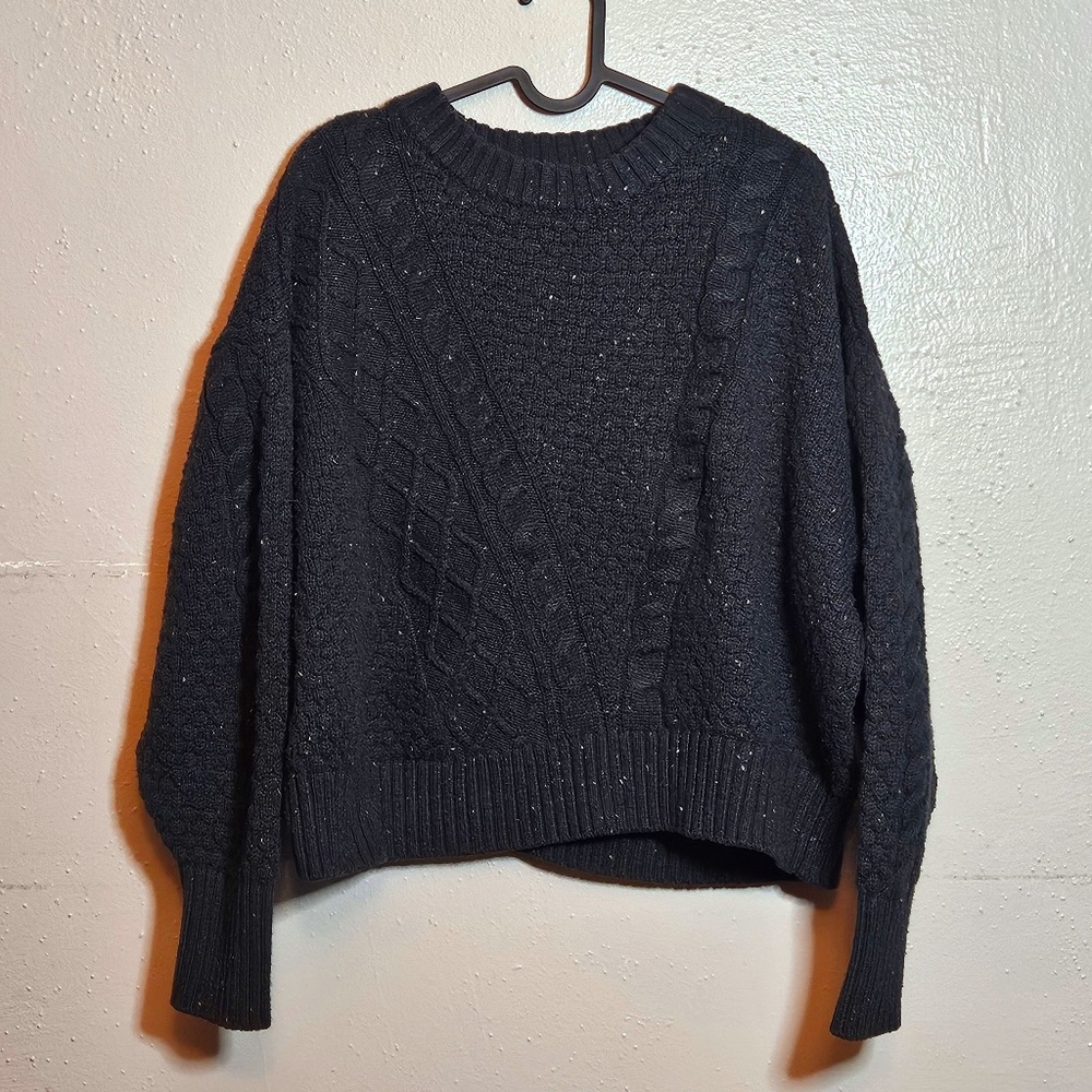 Free Assembly Black Cable Knit Sweater